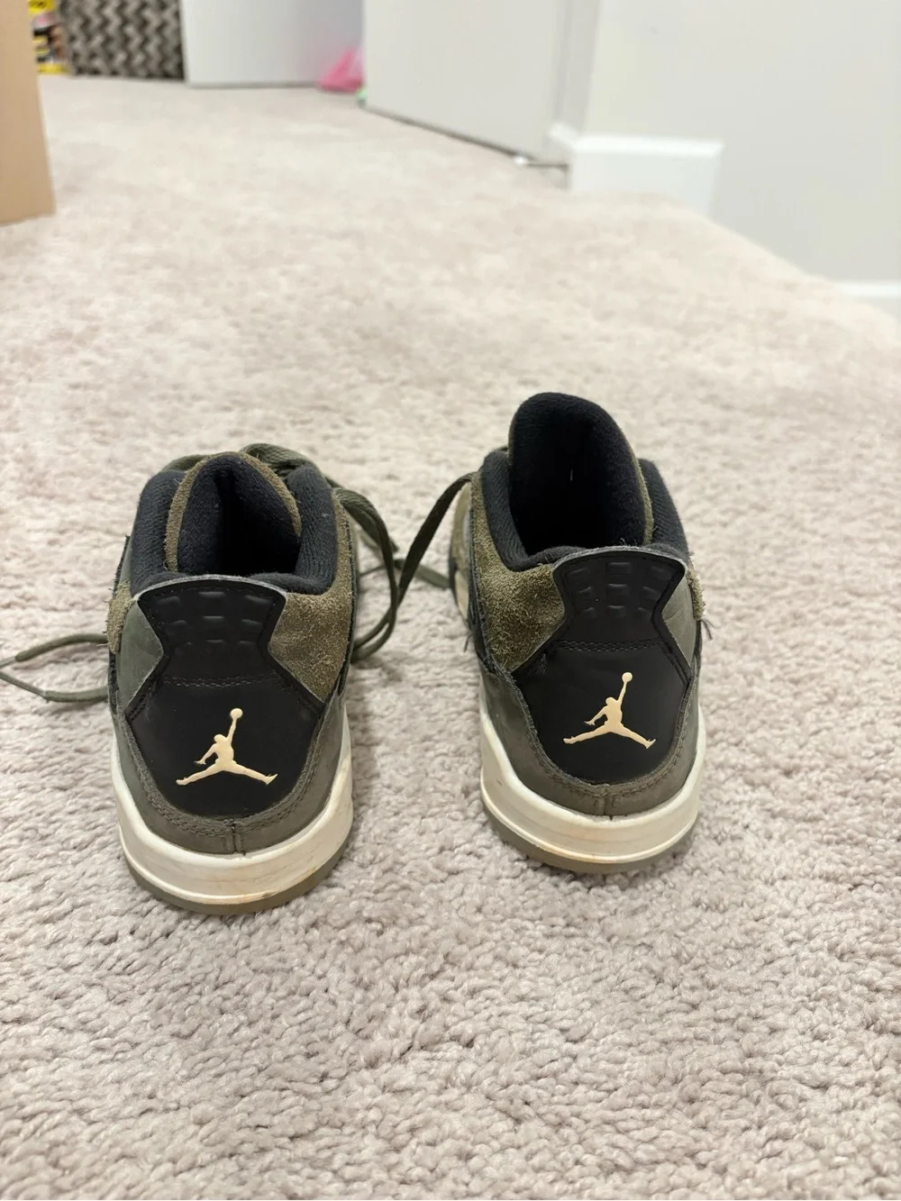 Jordan kids Olive Green Suede Low-Top Sneakers
